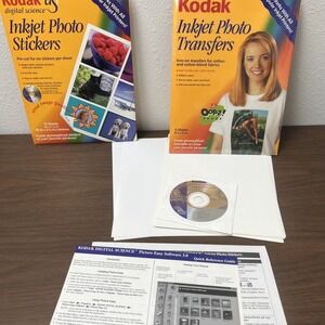 Lot Of 2 Sealed Kodak DS Inkjet Photo Stickers  +CD Iron On Transfers For Fabric